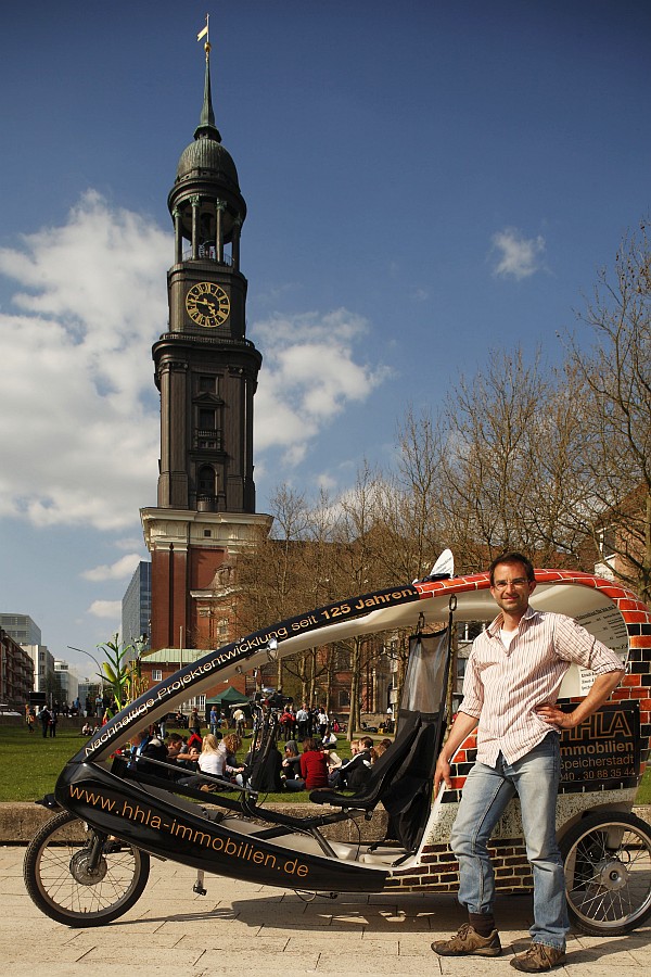 Bild Stadtführung Hamburg Stadtführer Tilman Hagner Fahrradtaxi Michel